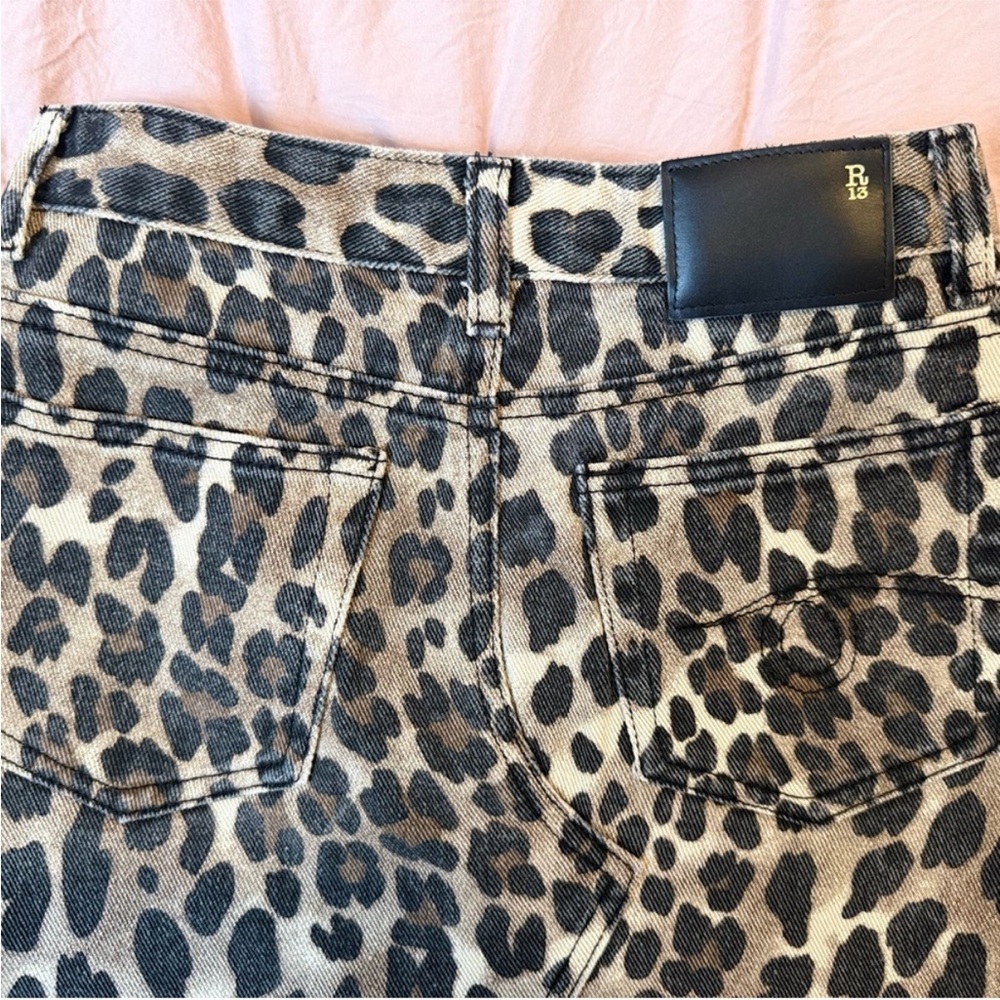 R13 Brown Leopard-Print Distressed Midi Skirt - Picture 5 of 12